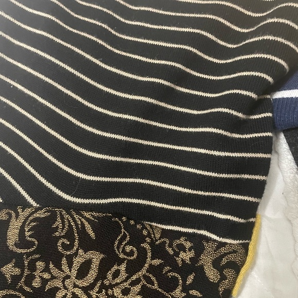 Patchwork up-cycled knit elastic waist full leg pants. All fabrics very soft. - Picture 5 of 16